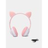 Беспроводные наушники с кошачьими ушками Cat MZ-023 Гарнитура RGB подсветкой FM microSD Розовые
