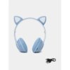 Наушники с кошачьими ушками беспроводные и RGB подсветкой FM радио, micro SD Cat MZ-023 Синие
