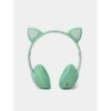 Наушники с кошачьими ушками Bluetooth и RGB подсветкой FM радио, Поддержка карты памяти Cat MZ-023 Бирюзовые