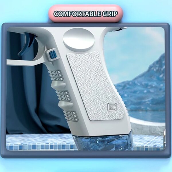 Водяной пистолет электрический аккумуляторный Water Gun Glock с 2 обоймами для воды Blue