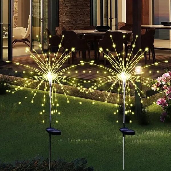 Фонарь садовый Фейерверк на солнечной батарее 90 led HA-38