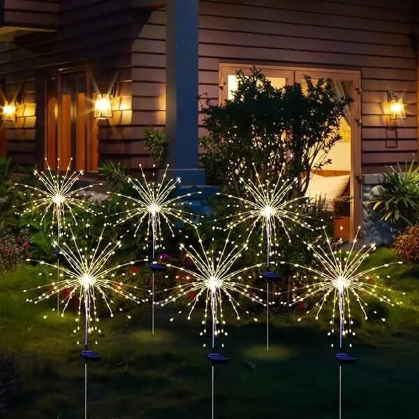 Фонарь садовый Фейерверк на солнечной батарее 90 led HA-38