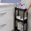 Узкая полка тележка на колесах для ванной и кухни на 3 яруса 61*40*26 см STORAGE RACK-3