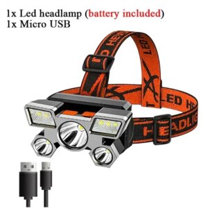 Налобный 5 светодиодный со встроенным аккумулятором 18650HEAD LIGHT