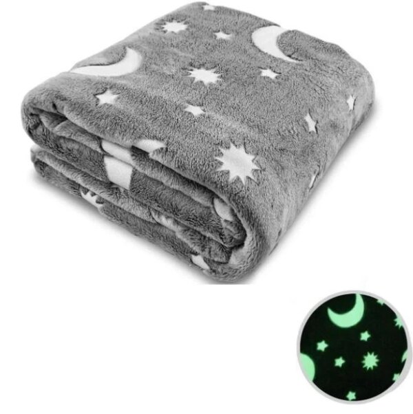 Светящийся теплый и нежный плед для детей и подростков 100x150 Magic Blanket Серый