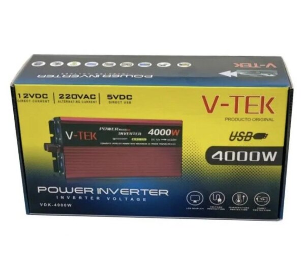 Преобразователь напряжения инвертор с дисплеем V-TEK 4000W 12-220V Автомобильный преобразователь Подробнее: ht