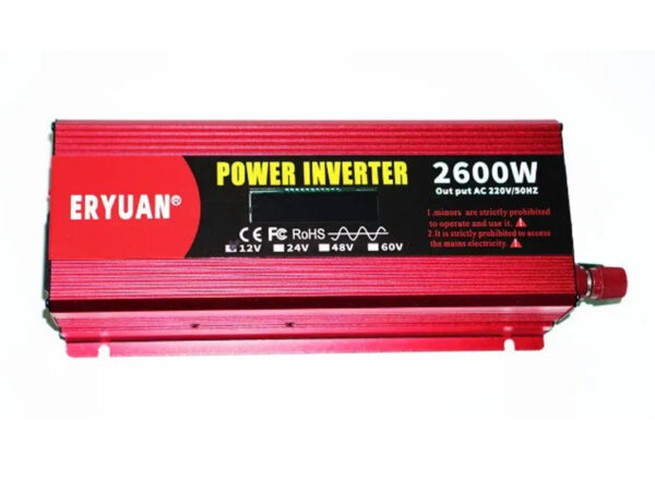 Преобразователь напряжения инвертор Eryuan 2600W LCD DC/AC 12V-220V с чистой синусоидой и вольтметром