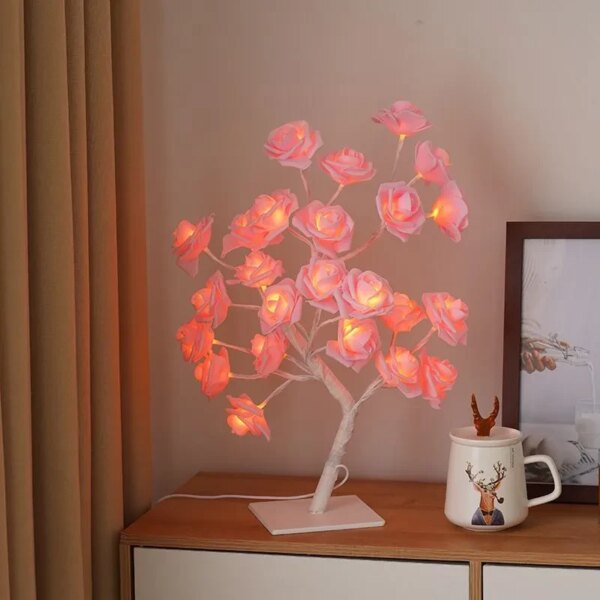 Светодиодное дерево, "Розовые Розы" (NNG-05) (24 LED (теплый свет) 220V)