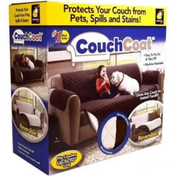 Двусторонняя накидка на диван Couch Coat коричневого цвета Чехол для мебели водонепроницаемый