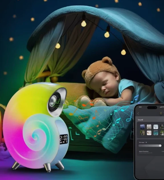 Беспроводная мини умная смарт колонка 4 в 1 с блютуз Сonch Music Light, 256 режимов освещения