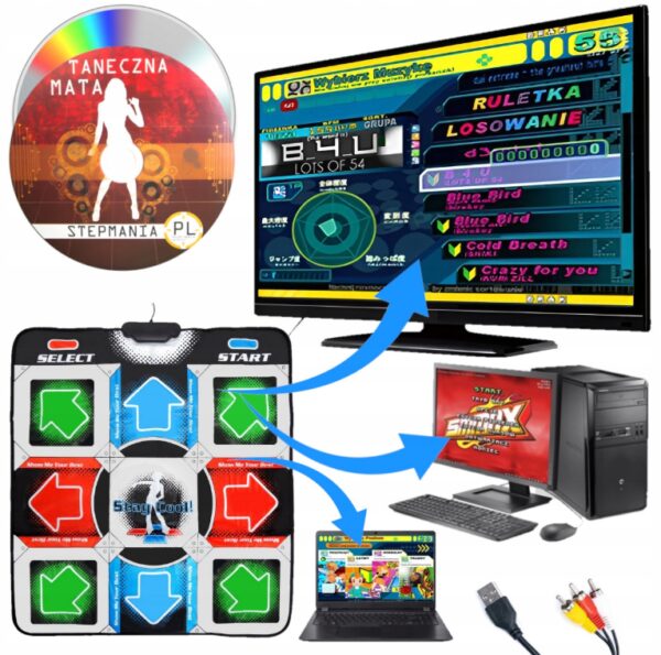 Танцевальный коврик usb для ПК компьютера PC Dance mat Dance Pad улучшенный с CD