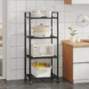 Полка-стеллаж напольная 138×42×32 см на колесиках TVT-03 Черная 4 яруса