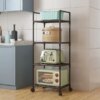 Полка-стеллаж напольная 138×42×32 см на колесиках TVT-03 Черная 4 яруса