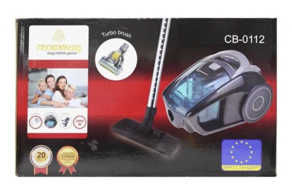 Пылесос с турбощеткой Crownberg CB 0112 мощностью 2600Вт контейнерного типа