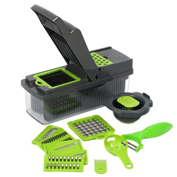 Многофункциональная овощерезка с сменными насадками 14в1 Vegetable Salad Cutter Терка для овощей с контейнером