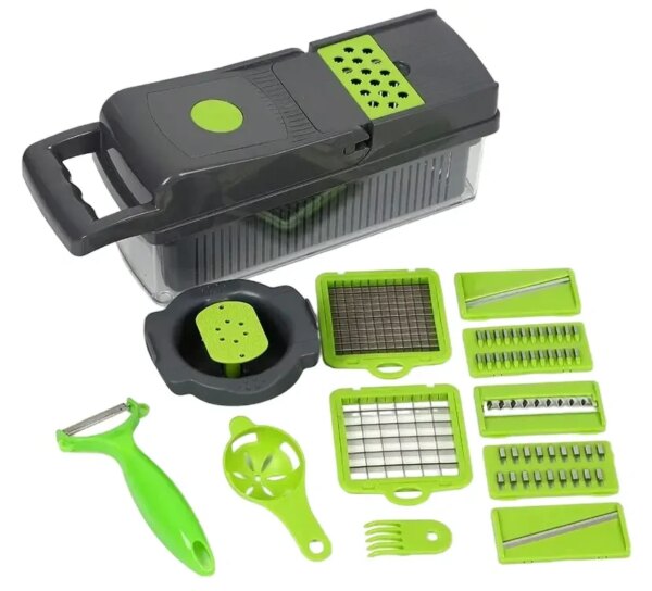 Многофункциональная овощерезка с сменными насадками 14в1 Vegetable Salad Cutter Терка для овощей с контейнером