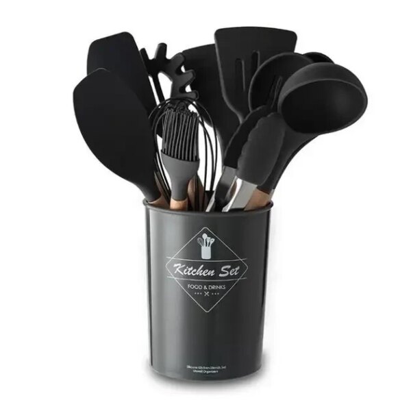 Силиконовый кухонный набор принадлежностей Kitchen stuff 12 предметов BLACK