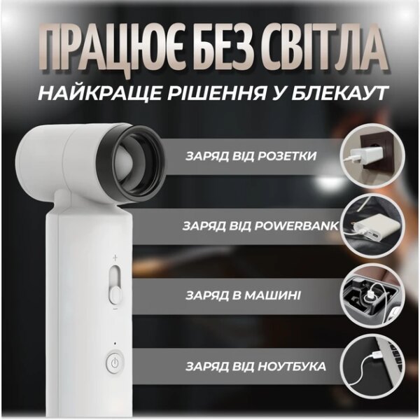 Беспроводной портативный смарт фен с аккумулятором 4500mAh 55w c зарядкой от USB (Белый)