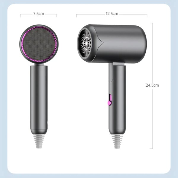 Фен для волос складной стайлер Air Blower LY-811, мощность 1800 Вт, 3 скорости, ионизация, серый