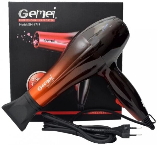 Профессиональный фен для волос Gemei GM-1719 2 скорости 3 режима нагрева холодный обдув 1800 Вт