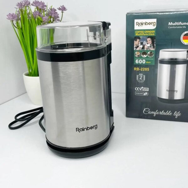 Мощная електическая кофемолка для дома Rainberg RB 2205 600 Вт