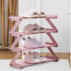 Полка стойка органайзер для обуви на 4 полки Shoe Rack Amazin розовая