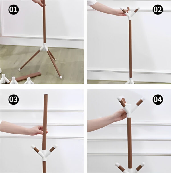 Вешалка стойка напольная для одежды Coat Rack, металлическая на 9 крючков в три яруса разборная на треноге