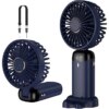 Портативный вентилятор Mini fan XL-880 диаметр 9 см с подставкой для телефона и дисплеем синий