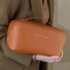 Вместительная косметичка с диагональной застежкой CosmyCase, коричневая
