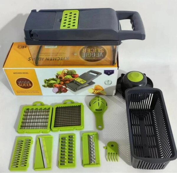 Ручной мультислайсер 14в1 Kitchen Ideas Veggie Slicer HA-347 многофункциональная овощерезка с контейнером
