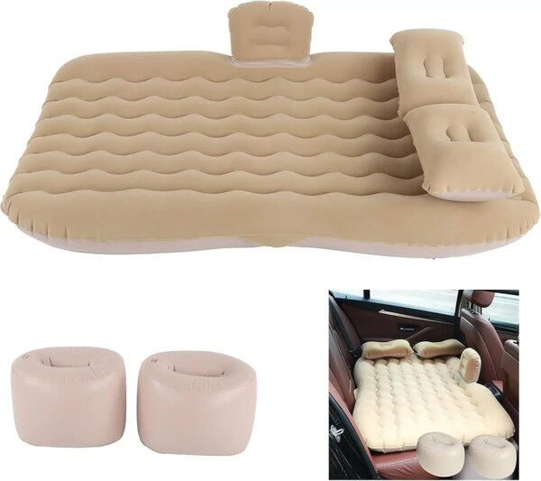 Автомобильный надувной матрас 132x80x15 см Car Travel Bed бежевого цвета для заднего сиденья