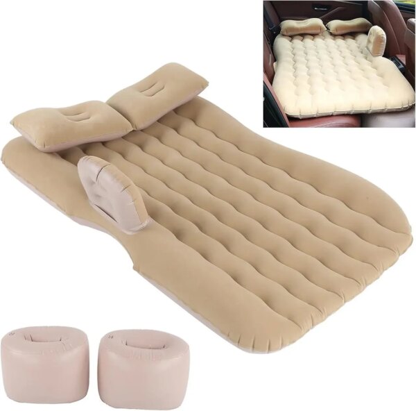 Автомобильный надувной матрас 132x80x15 см Car Travel Bed бежевого цвета для заднего сиденья