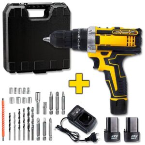 Набор шуруповерт аккумуляторный с насадками screw driver sets yellow 12v Полный комплект в чемодане!