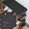 Полочка для обуви с 4 разборными уровнями в черном цвете, стильная полка обувная 42х18.5х49.5 см
