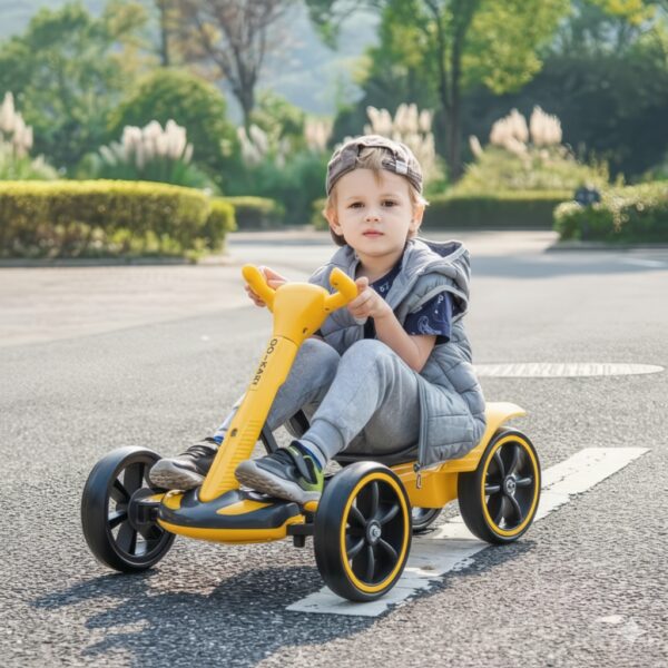 Детский электромобиль Go-Kart складной / Желтый на аккумуляторе 6V / С регулируемой рамой, до 50 кг HL-B6