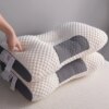 Ортопедическая прямоугольная подушка 48x74 см с поддержкой шеи и спины Pillow-01 Бело-серая