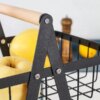 Двухярусная металлическая фруктовница с деревянной ручкой Разборная железная корзина для фруктов 2 яруса