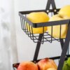 Двухярусная металлическая фруктовница с деревянной ручкой Разборная железная корзина для фруктов 2 яруса