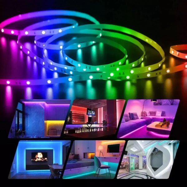 Умная светодиодная гирлянда LED RGB 5050, 5 м, водонепроницаемая IP67, многоцветная подсветка, с USB питанием 5.5V