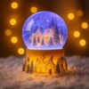 Новогодний Светильник «Домик в Шаре» 15 см с Вращением и Снегопадом (LED, на Батарейках)