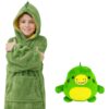 Детский плед-толстовка Huggle Hoodie «Лесное приключение» (зелёный) — уютный плед-худи 3 в 1 для игр и отдыха