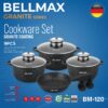 Набор кухонной посуды Bellmax BM-120 Черный из литого алюминия с гранитным покрытием, 9 предметов