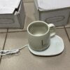 УЦЕНКА! Чашка с подогревом на подставке чашка керамическая с ложкой 400мл Lucky White (Плохая упаковка 3166)