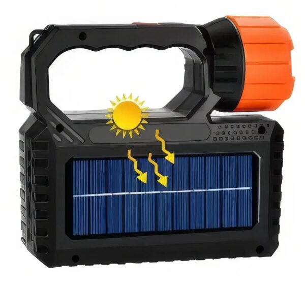 Ручной аккумуляторный светодиодный фонарь с солнечной батареей функцией PowerBank и 3 лампочками OK-718S-B