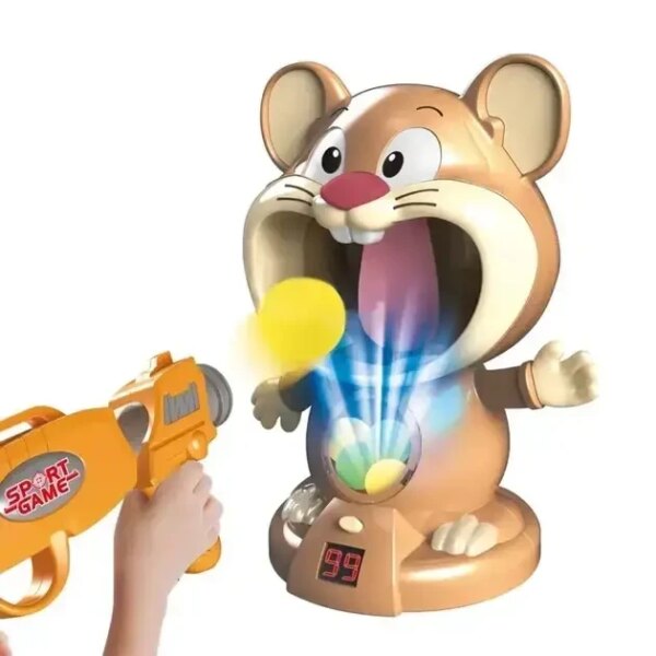 Интерактивная игра воздушный тир Hamster With Gunner Пистолет с мячиками и мишень Хомяк с дисплеем счета