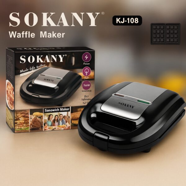 Вафельница Sokany KJ-108W антипригарное покрытие Черный 750 Вт