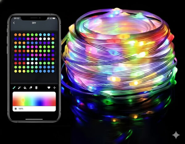 Светодиодная RGB 10м гирлянда на елку или новогоднего декора в дом или на улицу водонепроницаемая IP65 с управлением SMART