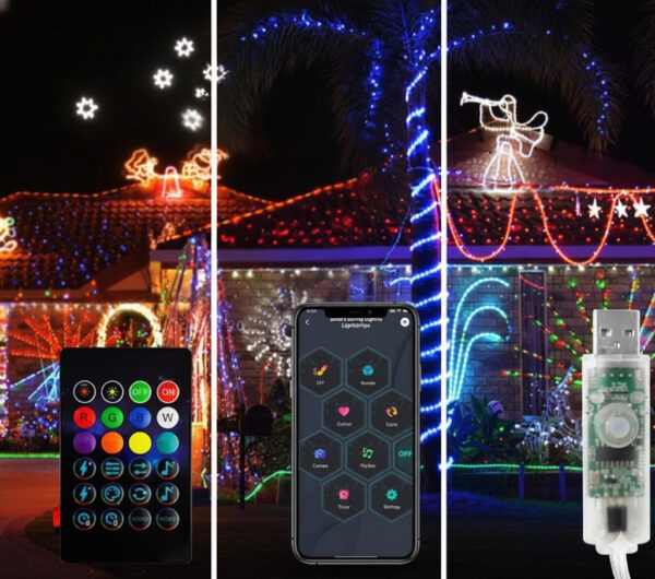 Светодиодная RGB 10м гирлянда на елку или новогоднего декора в дом или на улицу водонепроницаемая IP65 с управлением SMART