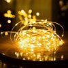 Новогодняя LED гирлянда с серым проводом с пультом управления и питанием от USB Капля Росы Теплый Белый 20м
