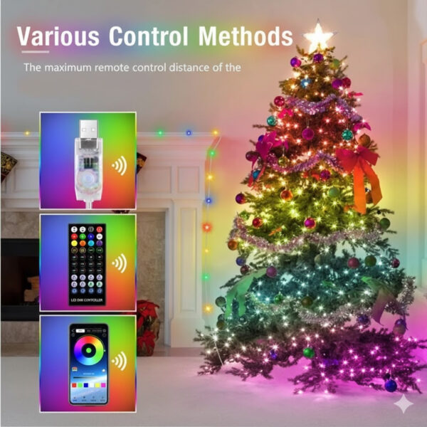Уличные огни 3 м Smart Bluetooth – смарт светодиодная LED гирлянда RGB, музыкальная, USB, IP65